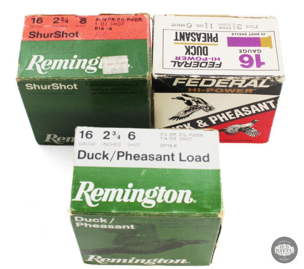 3 Partial Boxes of Remington & federal 16 Ga Shotgun Ammo (1 of 2)