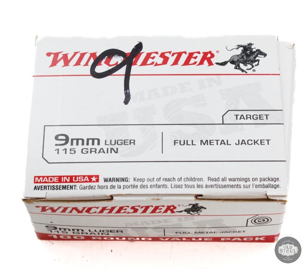 100 Rounds - Winchester 9mm Luger 115 Grain Ammo (1 of 1)