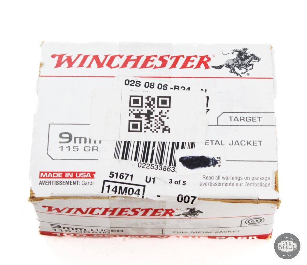 100 Rounds - Winchester 9mm Luger 115 Grain Ammo: 100 Rounds - Winchester 9mm Luger 115 Grain Ammo THIS ITEM IS AS PICTURED WITH NO FURTHER ATTACHMENTS. ALL SALES ARE FINAL. PLEASE REFER TO THE AUCTIO
