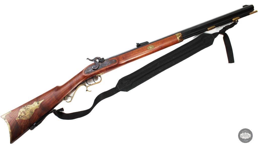 Thompson Center Hawken 54 Cal BP Double Set Trigger 29 Inch Barrel: Up for auction a Thompson Center Hawken Single Shot Black Powder muzzle loader chambered in .54 caliber. This percussion cap rifle features some beautifully Finished wood and metal, with a pair of dou