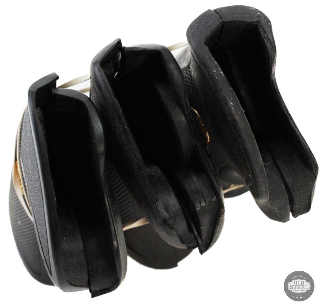Lot of 3 Colt Revolver Grips - Rubber W/ Gold Medallions - 3