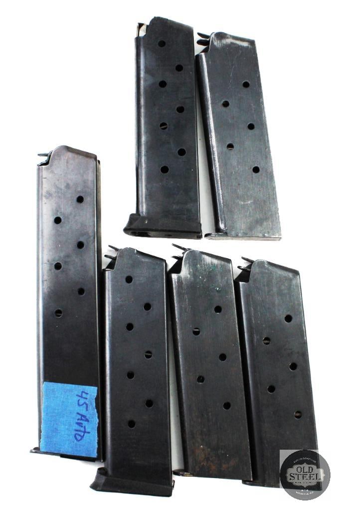 Lot of 6 1911 Pattern Magazines 45 ACP One Extended Magazine & 5 Govt Sized Magazines (1 of 3)