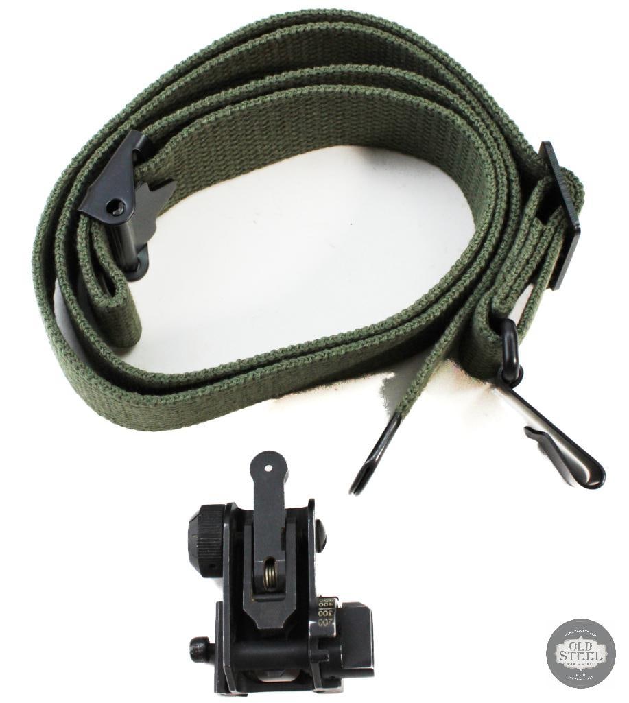 Matech Flip Up Iron Sight & U.S. Web Sling: Matech Flip Up Iron Sight & U.S. Web Sling THIS ITEM IS AS PICTURED WITH NO FURTHER ATTACHMENTS. ALL SALES ARE FINAL. PLEASE REFER TO THE AUCTION DESCRIPTION, LOT #1 DESCRIPTION
