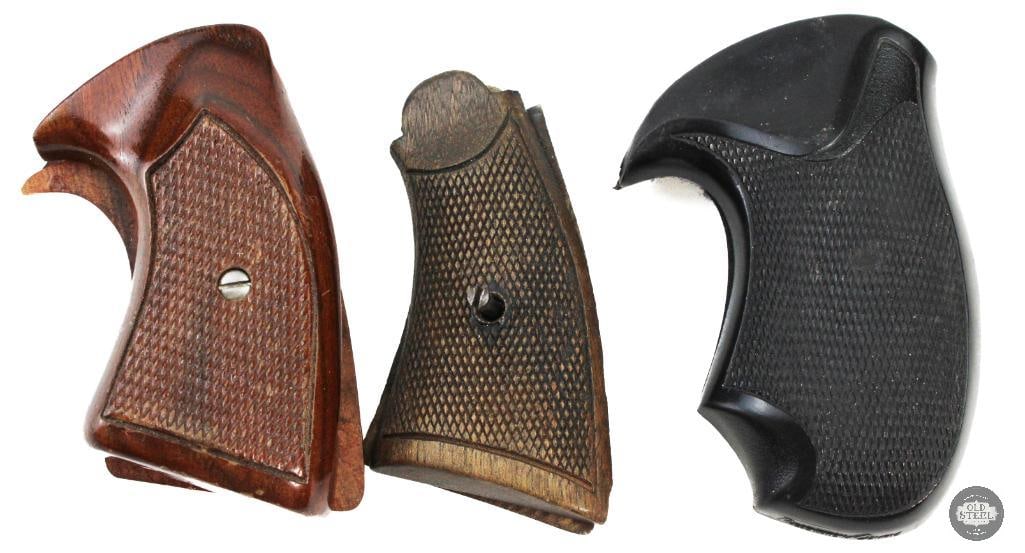 Lot of 3 Revolver Grips Wood & Polymer- Unknown Make & Models (1 of 5)