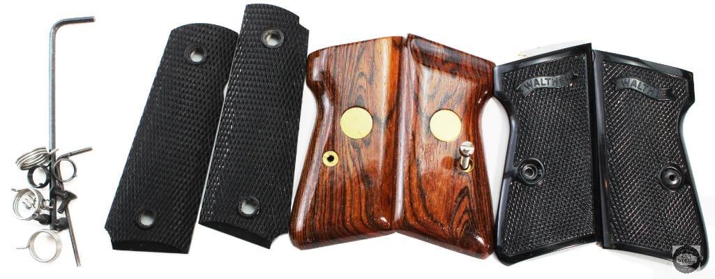 Lot of 3 Pistol Grips - 1911 & Walther: Lot of 3 Pistol Grips - 1911 & Walther THIS ITEM IS AS PICTURED WITH NO FURTHER ATTACHMENTS. ALL SALES ARE FINAL. PLEASE REFER TO THE AUCTION DESC