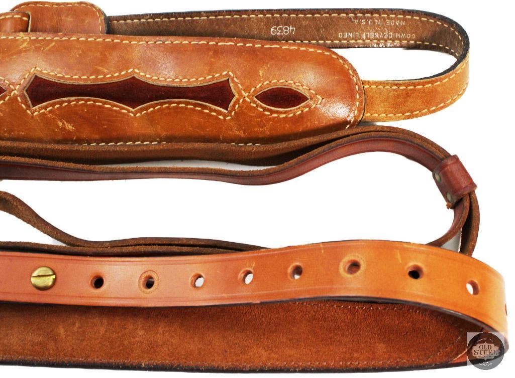 Lot of 2 Leather Rifle Slings & Cartridge Pouch - 4