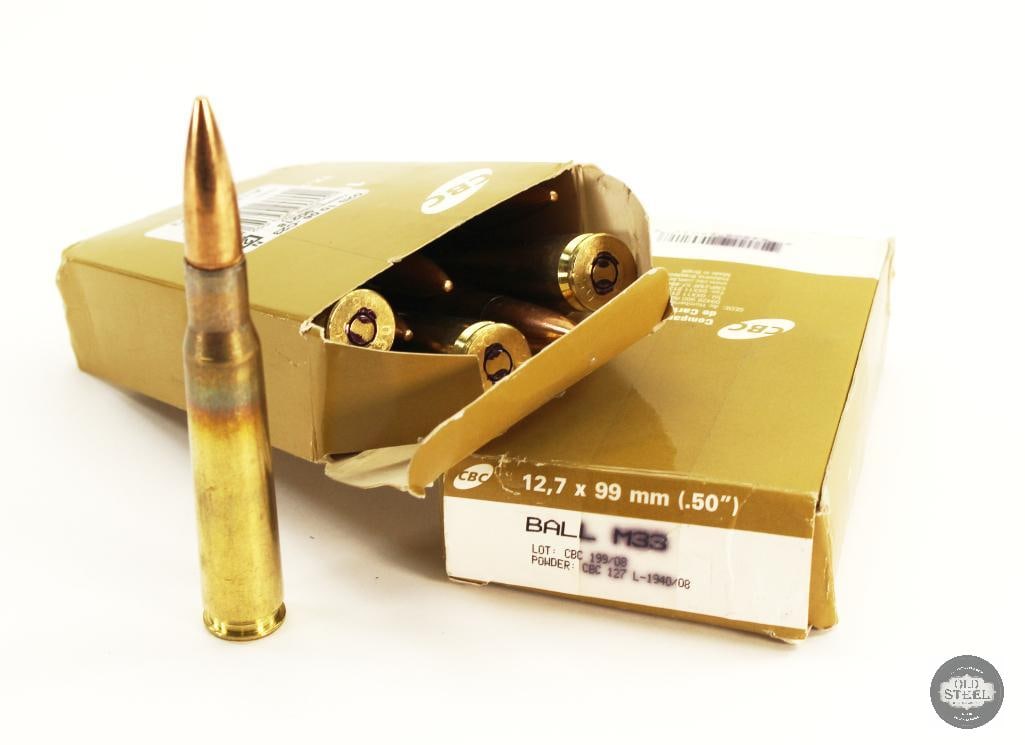 20rds CBC 12.7x99mm M33 Ammunition - 50 BMG: 20rds CBC 12.7x99mm M33 Ammunition - 50 BMG THIS ITEM IS AS PICTURED WITH NO FURTHER ATTACHMENTS. ALL SALES ARE FINAL. PLEASE REFER TO THE AUCTION DESCRIPTION, LOT #1 DESCRIPTION AND