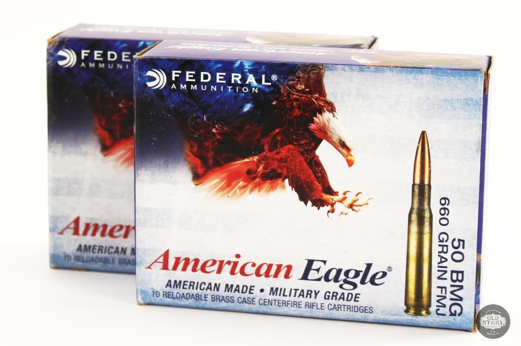 20rds Federal American Eagle 50BMG 660gr FMJ Ammunition: 20rds Federal American Eagle 50BMG 660gr FMJ Ammunition THIS ITEM IS AS PICTURED WITH NO FURTHER ATTACHMENTS. ALL SALES ARE FINAL. PLEASE REFER TO THE