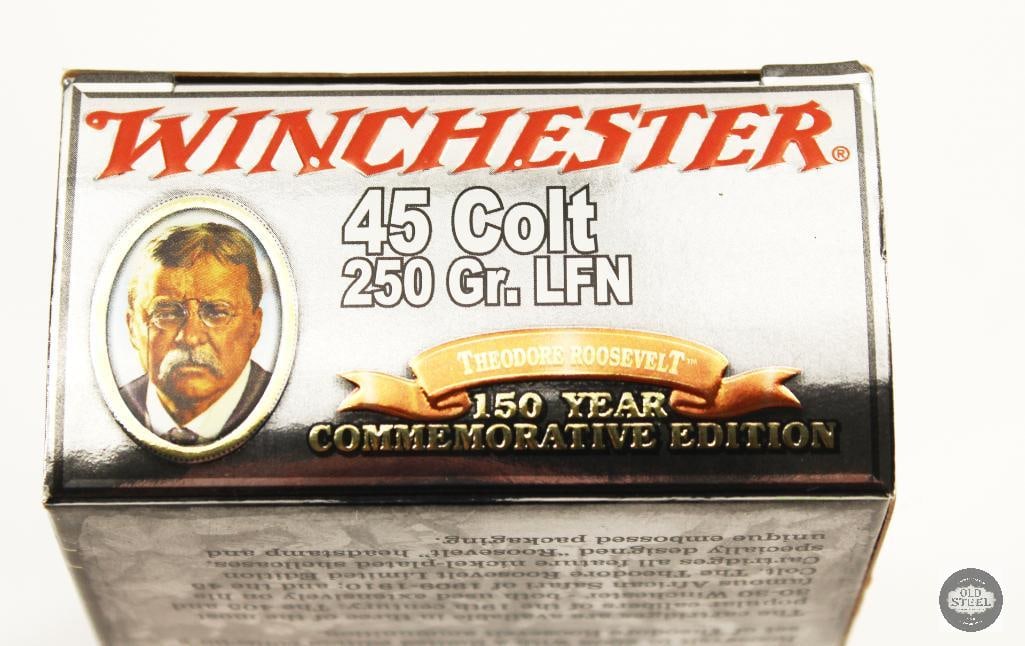 20rd Box Winchester Theodore Roosevelt 150 Year Commemorative 45 Colt 250gr LFN Ammunition - 2