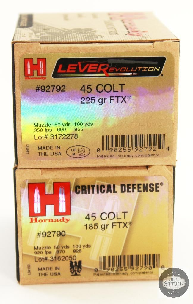 40rds Hornady 45 Colt Ammunition - Critical Defense and LEVERevolution - 2