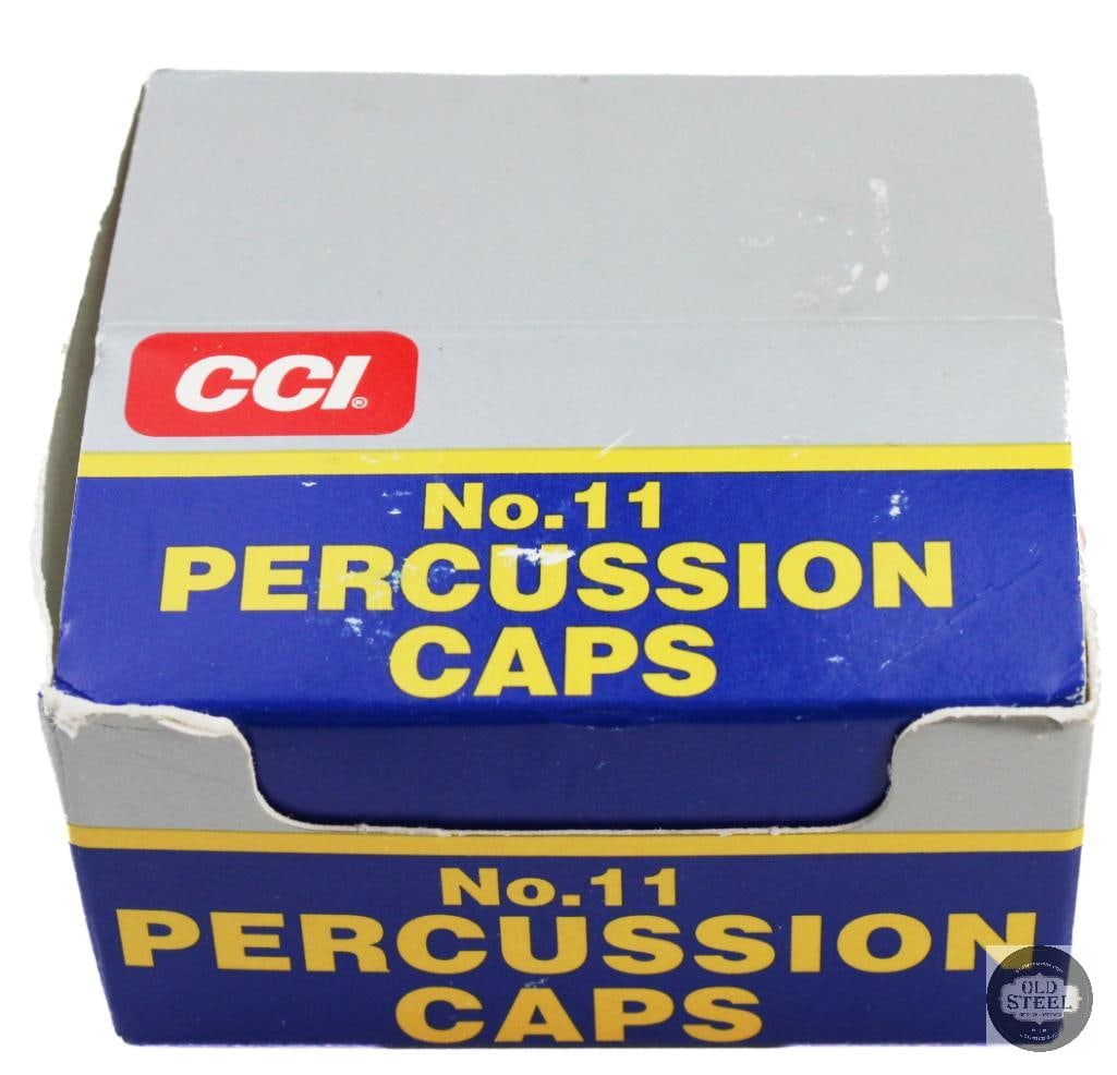 Box of CCI No.11 Percussion Caps: Box of CCI No.11 Percussion Caps THIS ITEM IS AS PICTURED WITH NO FURTHER ATTACHMENTS. ALL SALES ARE FINAL. PLEASE REFER TO THE AUCTION DESCRIPTION, LOT #1 DESCRIPTION AND TERMS OF