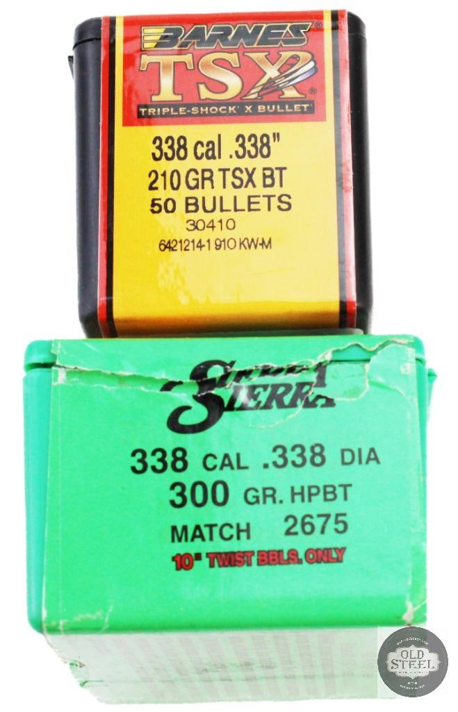 2 Boxes of 338 Cal Bullets - 210 Gr & 300 Gr - 2