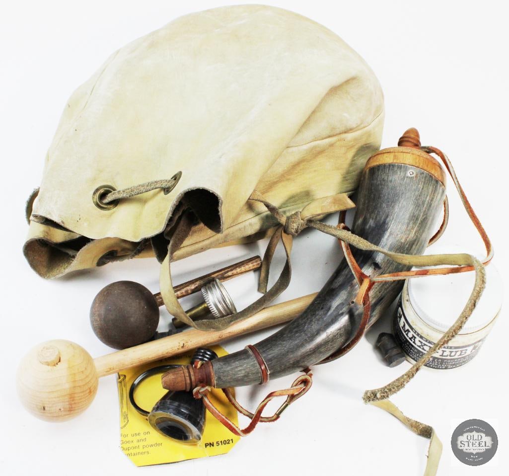 Black Powder Horn & Other Muzzle Loading Rifle Accessories (1 of 8)