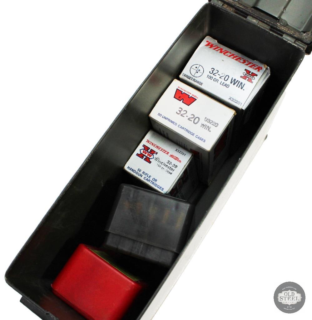 Ammo can of 138 Reloaded 32-20 Win Cartridges - SOLD AS COMPONENTS: Ammo can of 138 Reloaded 32-20 Win Cartridges - SOLD AS COMPONENTS THIS ITEM IS AS PICTURED WITH NO FURTHER ATTACHMENTS. ALL SALES ARE FINAL. PLE