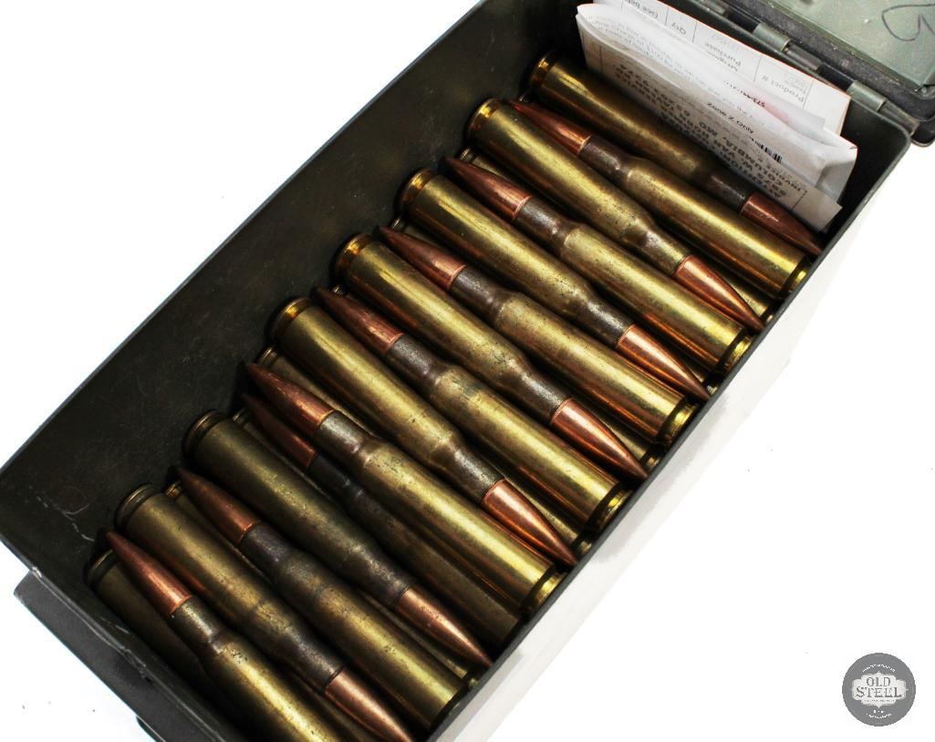 100 Rounds - .50 BMG W/ Ammo Can: 100 Rounds - .50 BMG W/ Ammo Can THIS ITEM IS AS PICTURED WITH NO FURTHER ATTACHMENTS. ALL SALES ARE FINAL. PLEASE REFER TO THE AUCTION DESCRIPTION, L