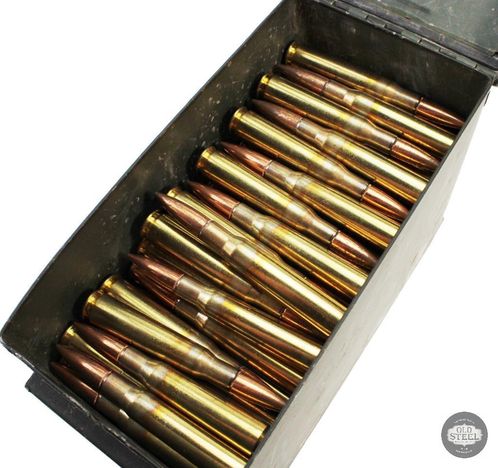 120 Rounds - .50 BMG W/ Ammo Can: 120 Rounds - .50 BMG W/ Ammo Can THIS ITEM IS AS PICTURED WITH NO FURTHER ATTACHMENTS. ALL SALES ARE FINAL. PLEASE REFER TO THE AUCTION DESCRIPTION, L