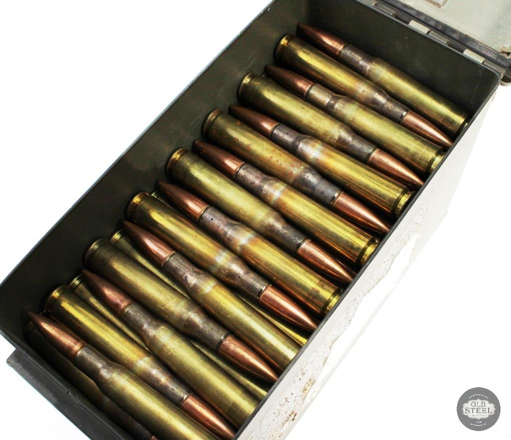 120 Rounds - .50 BMG W/ Ammo Can: 120 Rounds - .50 BMG W/ Ammo Can THIS ITEM IS AS PICTURED WITH NO FURTHER ATTACHMENTS. ALL SALES ARE FINAL. PLEASE REFER TO THE AUCTION DESCRIPTION, L