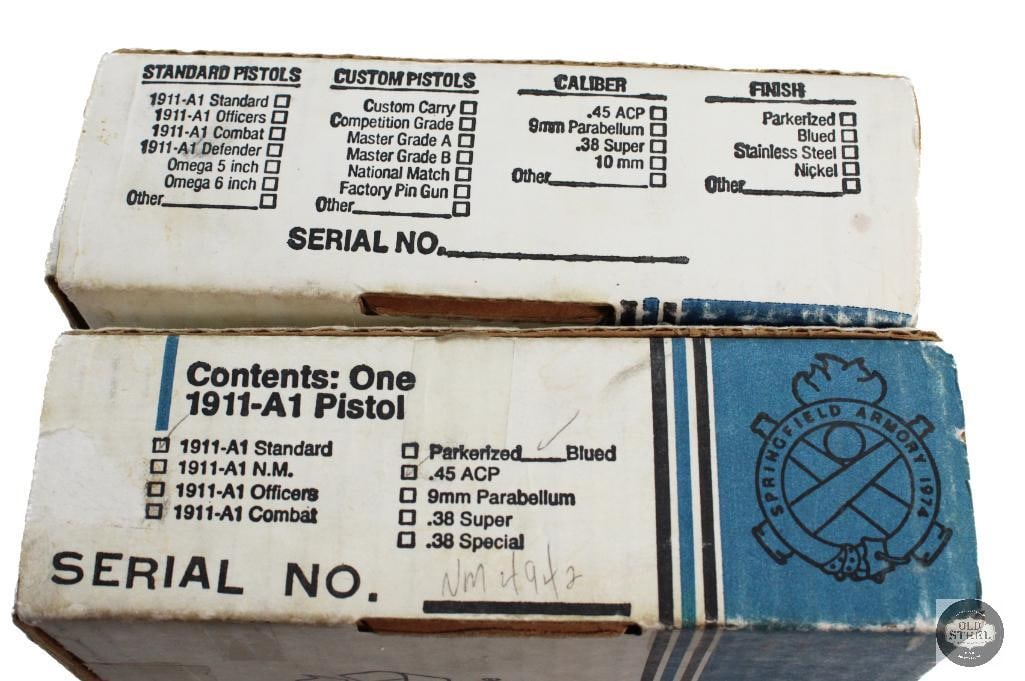 Lot of 2 Vintage Springfield 1911A1 Boxes W Cleaning Gear & One Magazine - 5