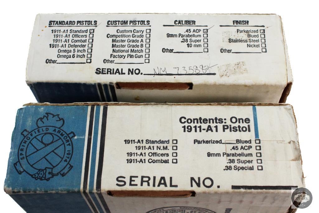 Lot of 2 Vintage Springfield 1911A1 Boxes W Cleaning Gear & One Magazine - 6