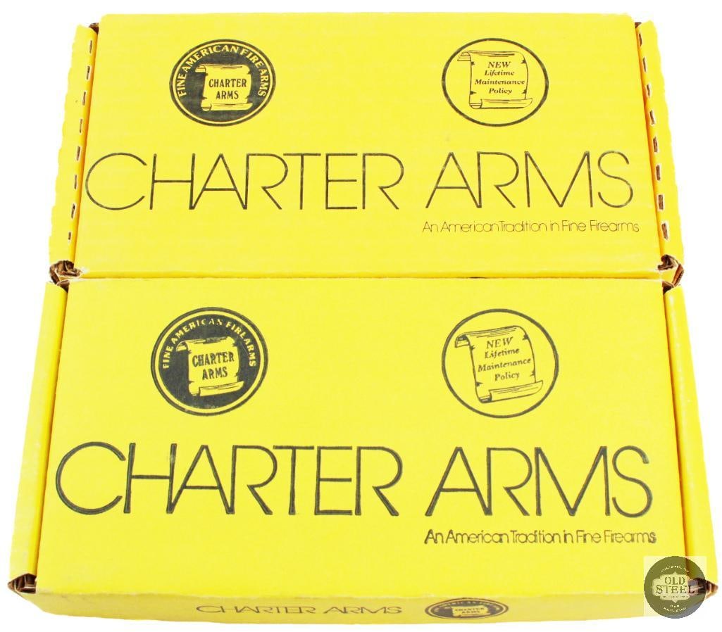 Lot of 2 Charter Arms Revolver Boxes: Lot of 2 Charter Arms Revolver Boxes THIS ITEM IS AS PICTURED WITH NO FURTHER ATTACHMENTS. ALL SALES ARE FINAL. PLEASE REFER TO THE AUCTION DESCRIPTIO