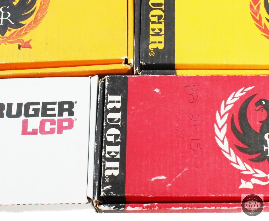 Lot of 4 Ruger Pistol Boxes - SP101, Security Six, LCP: Lot of 4 Ruger Pistol Boxes - SP101, Security Six, LCP THIS ITEM IS AS PICTURED WITH NO FURTHER ATTACHMENTS. ALL SALES ARE FINAL. PLEASE REFER TO THE AUCTION DESCRIPTION, LOT
