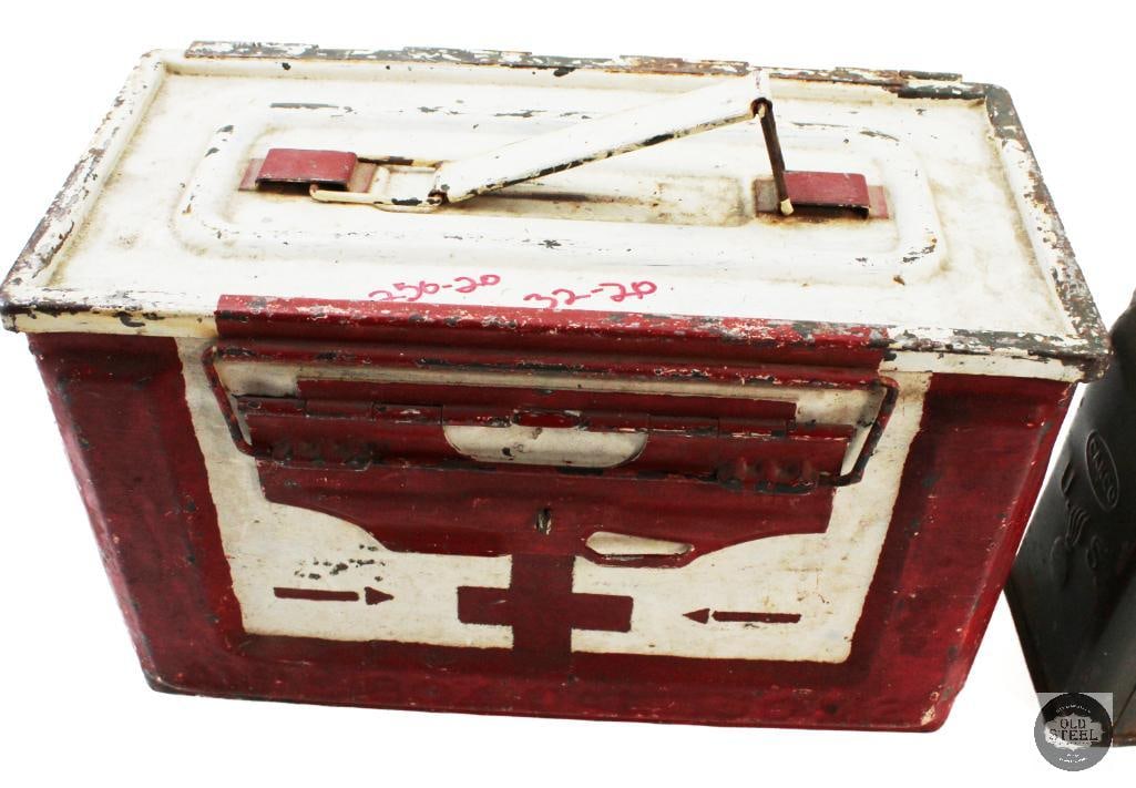 Lot of 2 WW2 Ammo Cans - 1 50 Cal Medic Can, 1 30 Cal Can - 2
