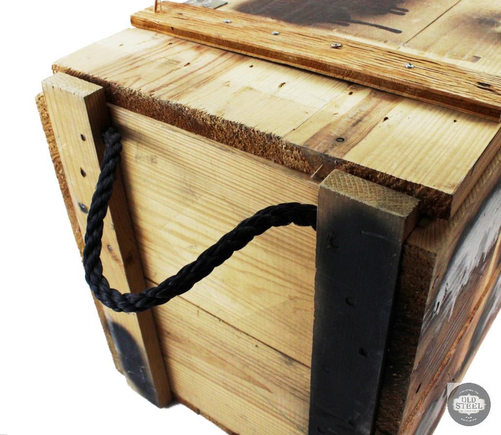 Wooden Ammo Crate With Hinged Lid - 23.5 x 14 x 16 in. - 2