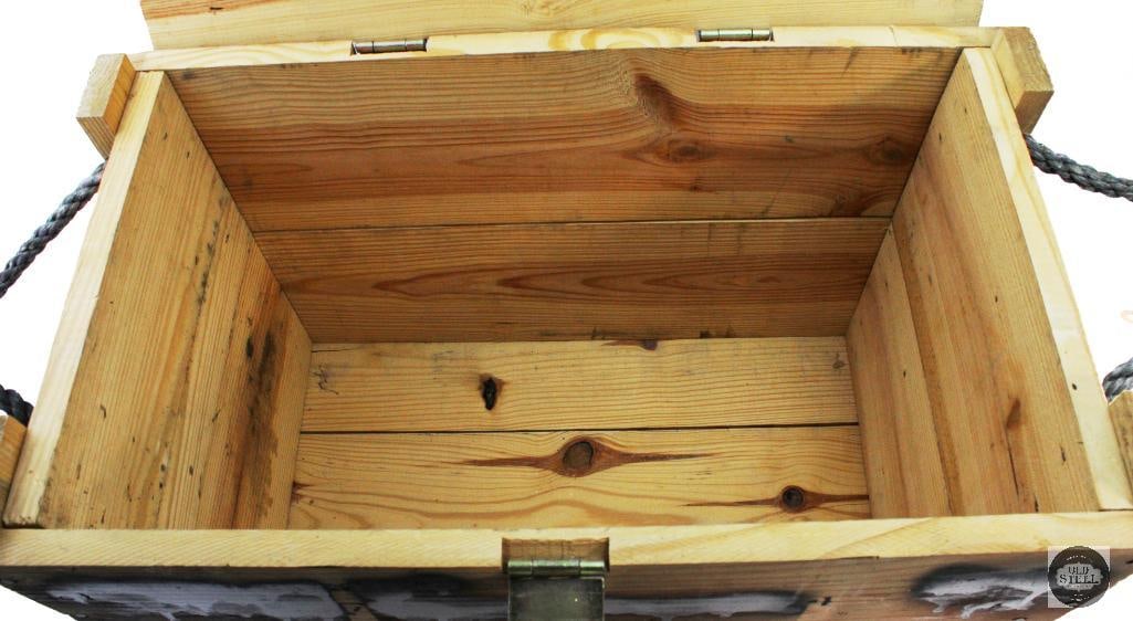 Wooden Ammo Crate With Hinged Lid - 23.5 x 14 x 16 in. - 5