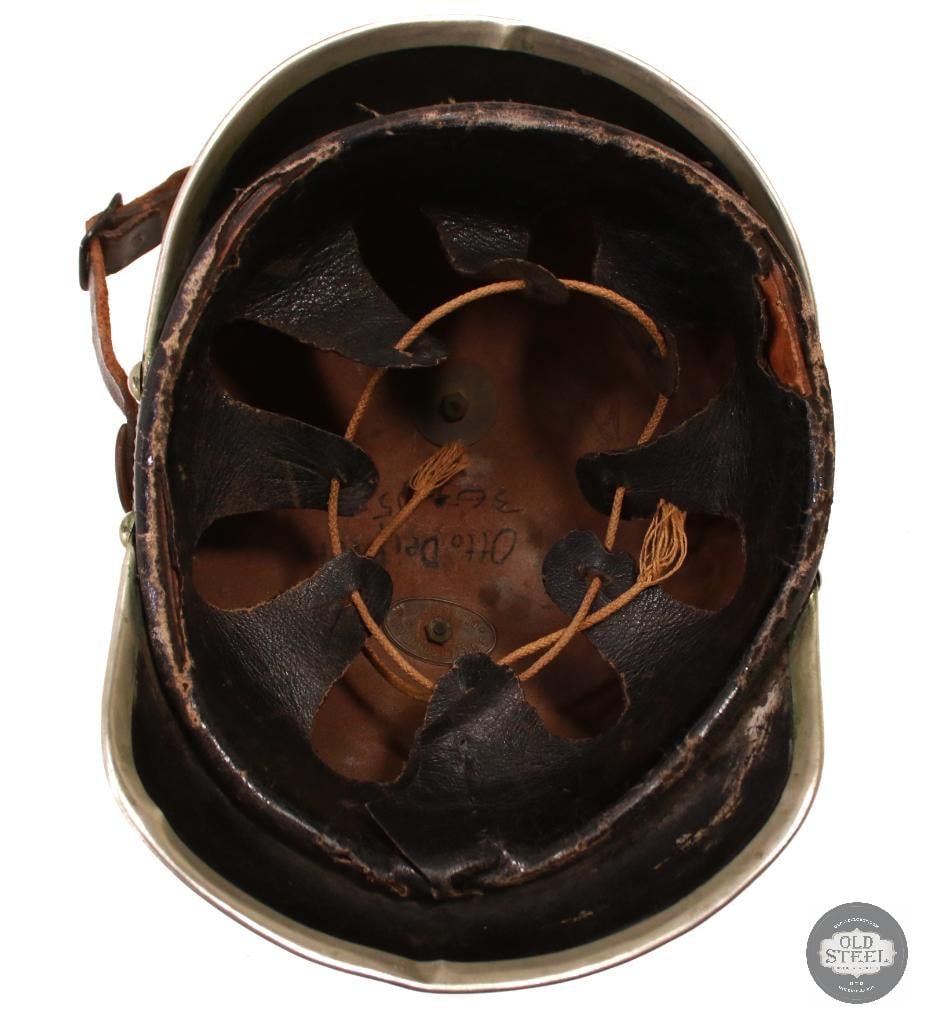Original Imperial German Pre WW1 Nassau Fire Brigade Association Leather Helmet - 3