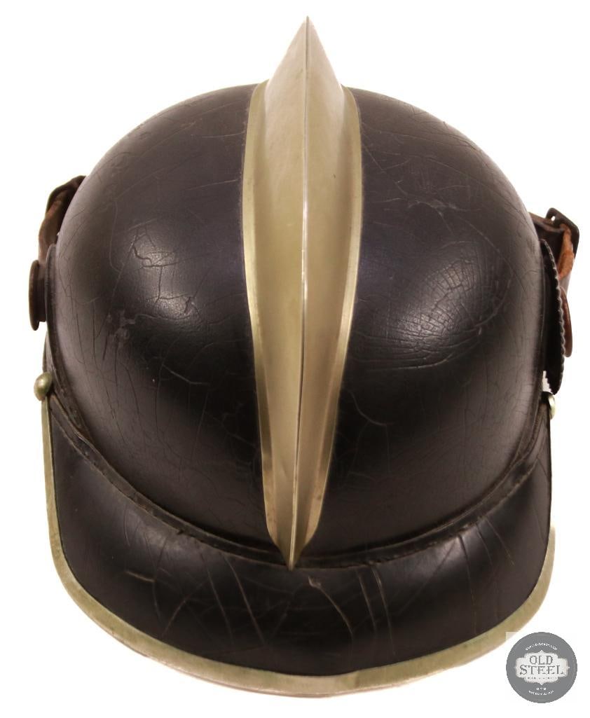 Original Imperial German Pre WW1 Nassau Fire Brigade Association Leather Helmet - 5