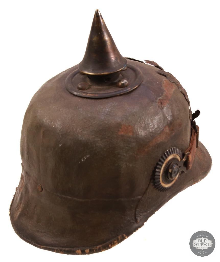 Original WW1 German Prussian Pickelhaube Helmet W/ Brass Spike & Liner - 3