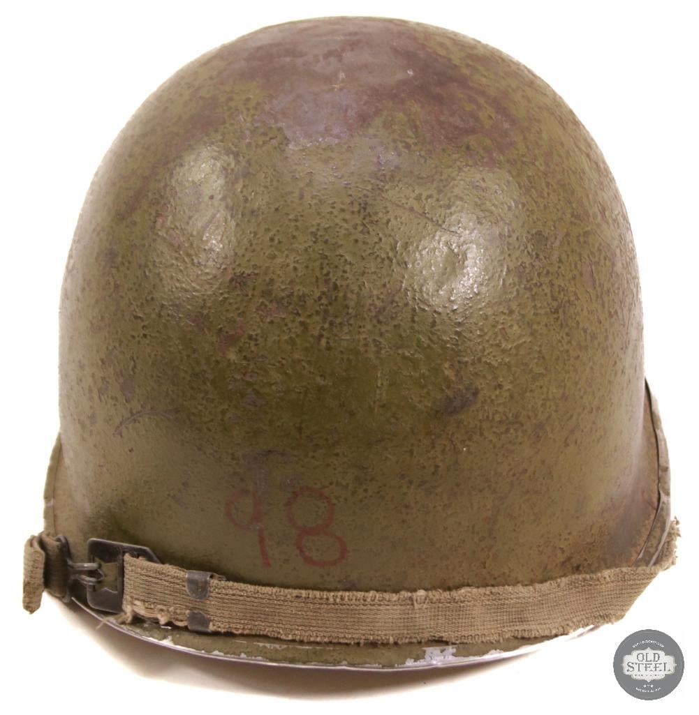 Original U.S. M1 Steel Helmet W/ Liner Marked W/ Name & Service Number - 4