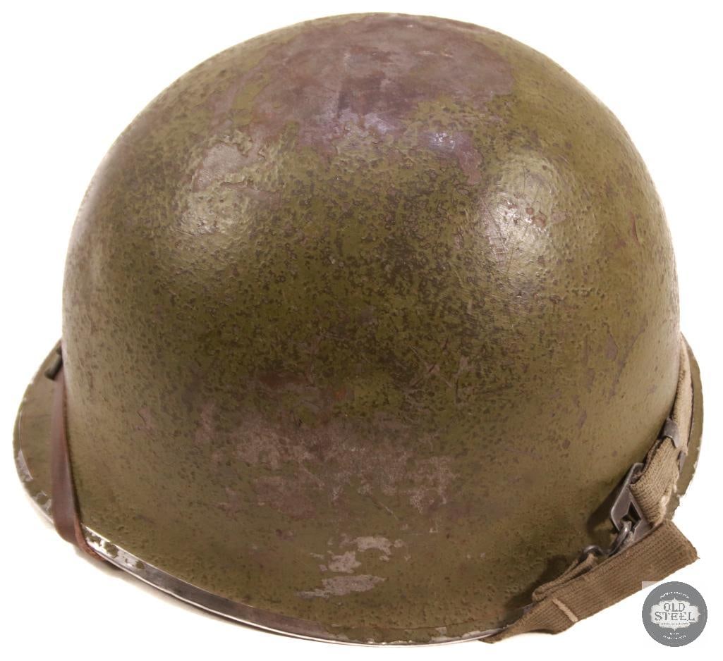 Original U.S. M1 Steel Helmet W/ Liner Marked W/ Name & Service Number - 5