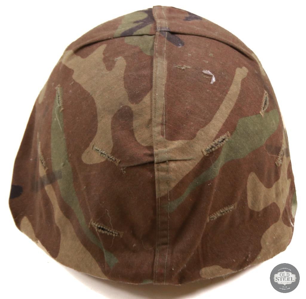 Original U.S. M1 Steel Helmet W/ Liner & M81 Woodland Helmet Cover - 4