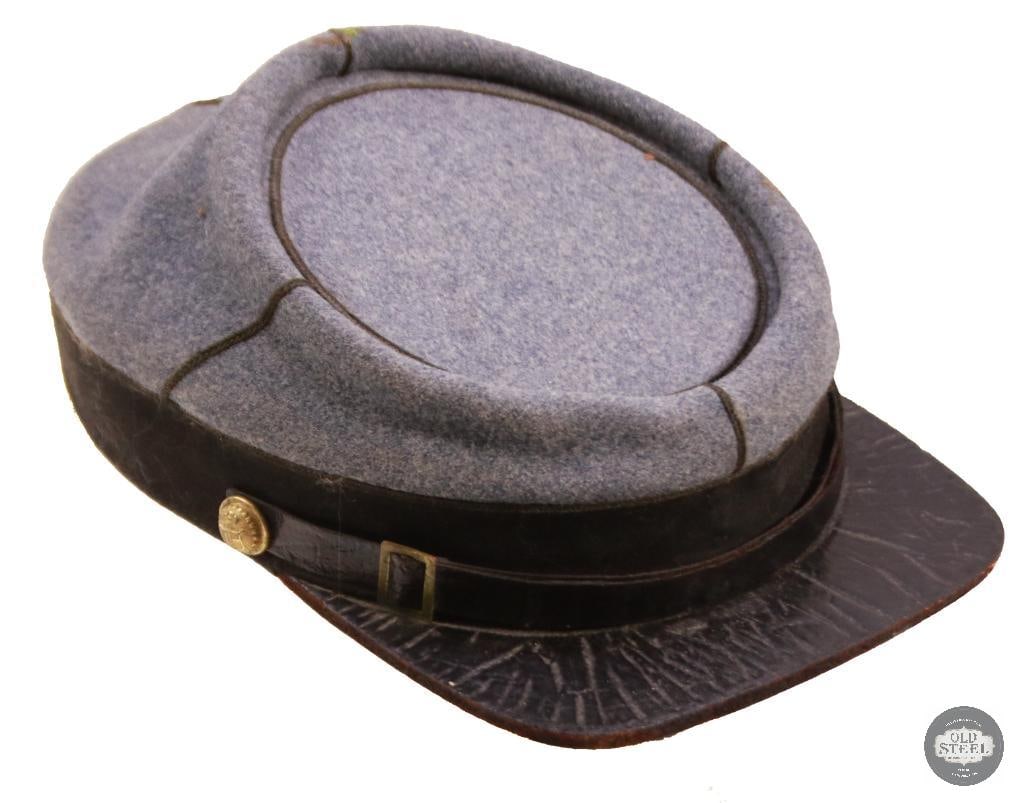US CIvil War Confederate Soldier Kepi Cap: Confederate soldier's gray wool kepi cap. THIS ITEM IS AS PICTURED WITH NO FURTHER ATTACHMENTS. ALL SALES ARE FINAL. PLEASE REFER TO THE AUCTION DESCRIPTION, LOT #1 DESCRIPTION AND