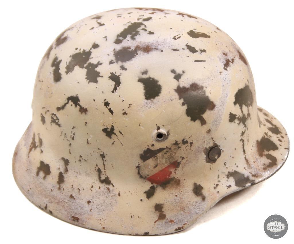 Original M42 Stahlhelm Snow Camo Paintjob Refurbished Shell - 2