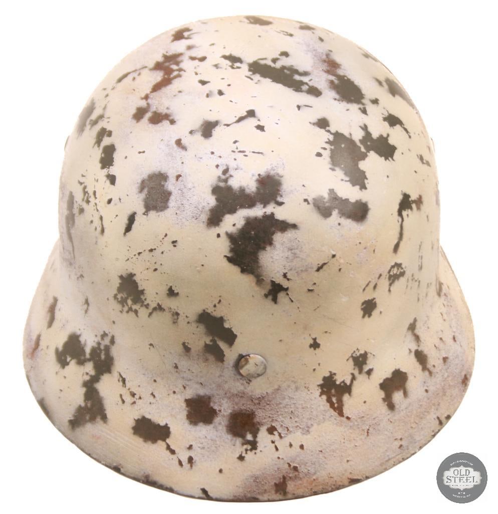 Original M42 Stahlhelm Snow Camo Paintjob Refurbished Shell - 3