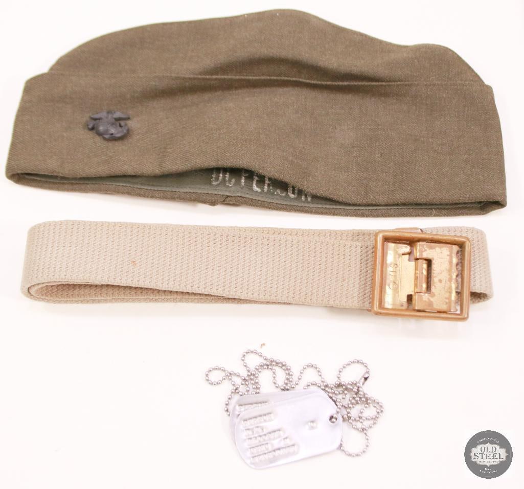 Original USMC Service Alpha Uniform W/ Trousers & Garrison Cap& Dog Tags - 4