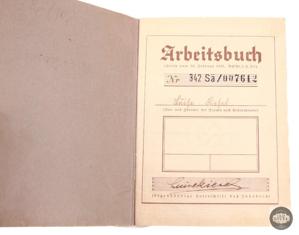 Deutsches Reich Arbeitsbuch - German WWII Employment Record Book - 3