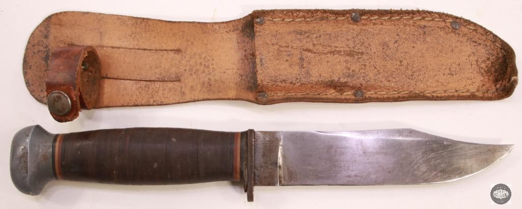 USN Mark 1 Fighting Knife and Leather Sheath - 2