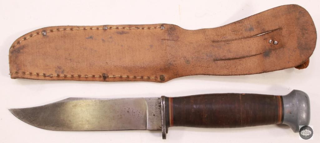USN Mark 1 Fighting Knife and Leather Sheath - 3