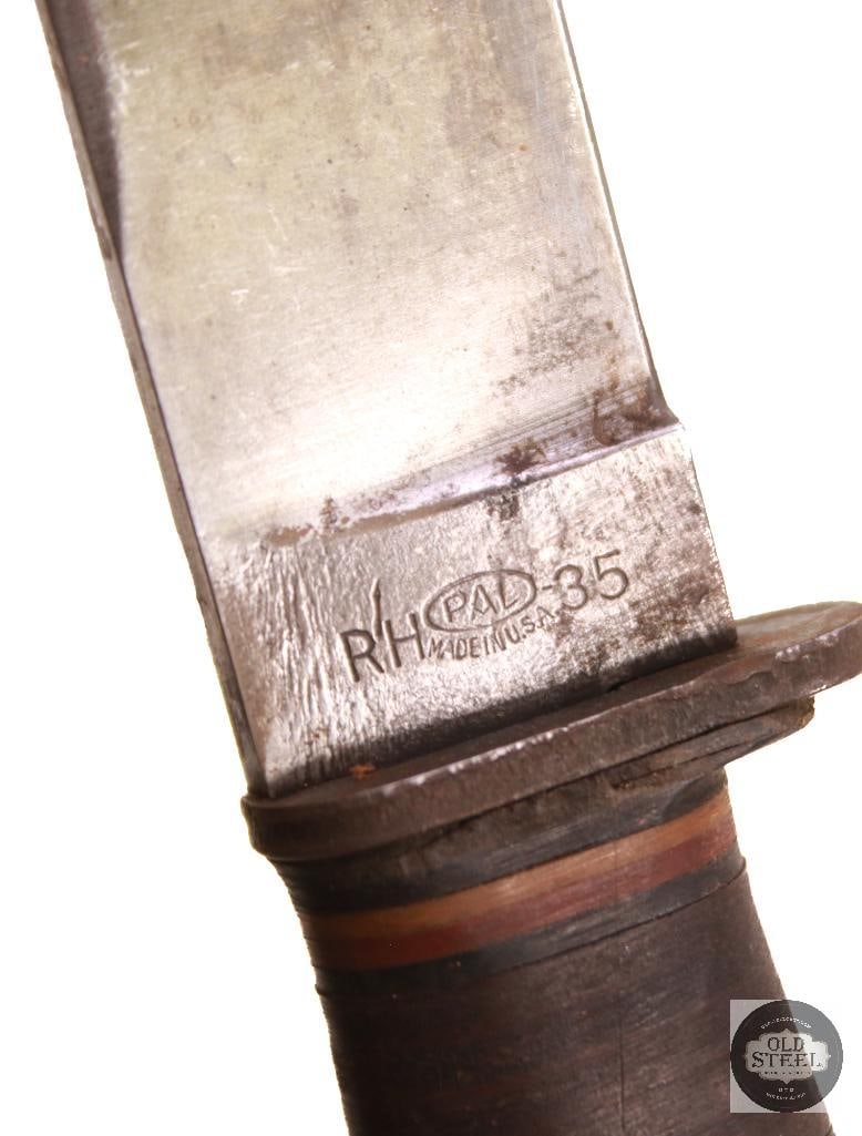 USN Mark 1 Fighting Knife and Leather Sheath - 5