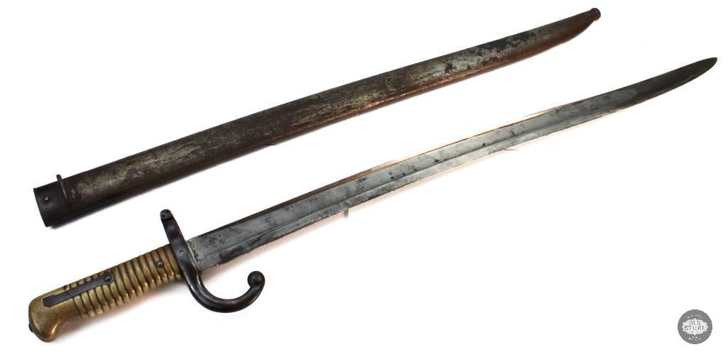 French M1866 Yatagan Sword Bayonet and Matching Scabbard - MFG 1868 - 9