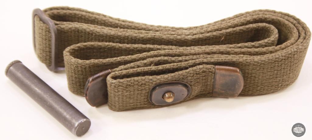 US M1 Carbine Sling Assembly: US M1 Carbine Sling Assembly THIS ITEM IS AS PICTURED WITH NO FURTHER ATTACHMENTS. ALL SALES ARE FINAL. PLEASE REFER TO THE AUCTION DESCRIPTION, LOT #1 DESCRIPTION AND TERMS OF SALE