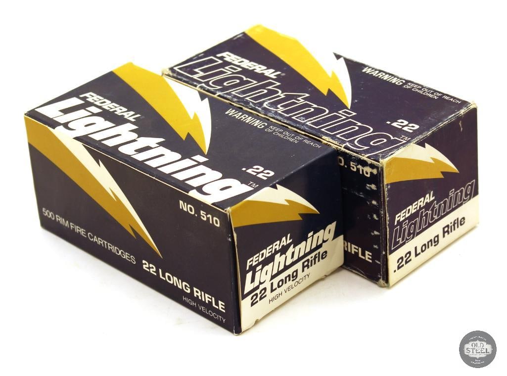750rds Federal Lightning 22LR Ammunition: 750rds Federal Lightning 22LR Ammunition THIS ITEM IS AS PICTURED WITH NO FURTHER ATTACHMENTS. ALL SALES ARE FINAL. PLEASE REFER TO THE AUCTION DESCRIPTION, LOT #1 DESCRIPTION AND TERMS