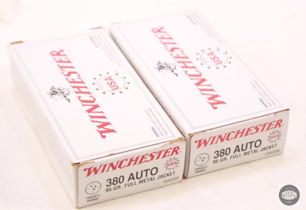 2 Boxes of Winchester 380 ACP Ammo 95 Gr FMJ: 2 Boxes of Winchester 380 ACP Ammo 95 Gr FMJ THIS ITEM IS AS PICTURED WITH NO FURTHER ATTACHMENTS. ALL SALES ARE FINAL. PLEASE REFER TO THE AUCTION DE