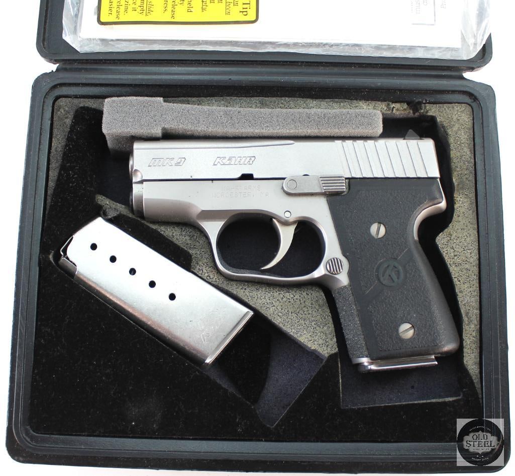 Kahr Arms MK9 9mm Luger in Original Box - FFL: Kahr Arms MK9 pistol in 9mm Luger with original box and spare magazine. THIS ITEM IS AS PICTURED WITH NO FURTHER ATTACHMENTS. ALL SALES ARE FINAL. PLEASE REFER TO THE AUCTION DESCRIPTION,