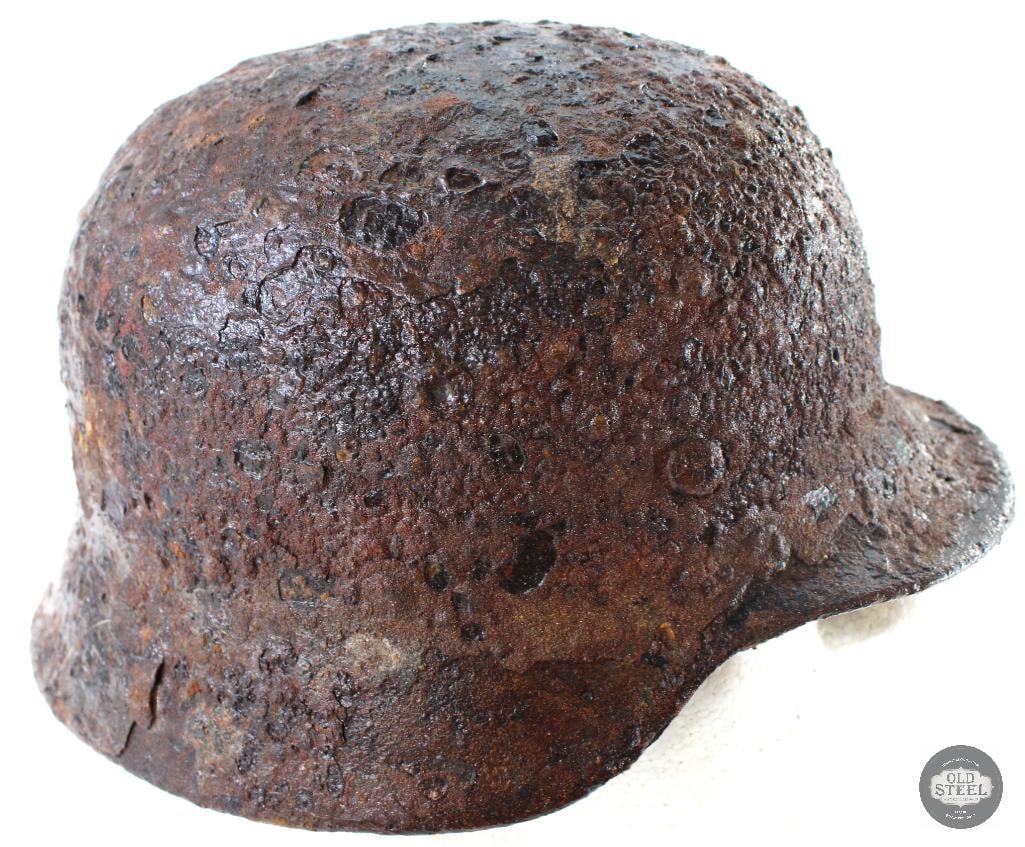 Original WW2 German M40 Stahlhelm Helmet Battlefield Excavation W/ Clearcoat - 2
