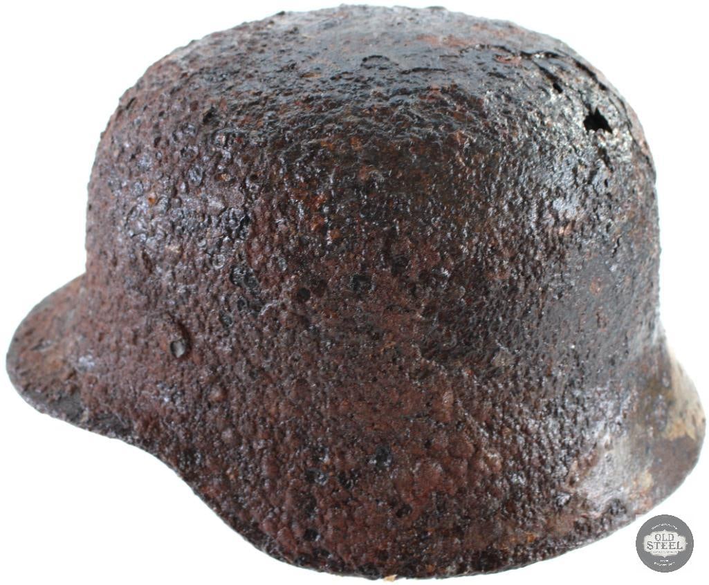 Original WW2 German M40 Stahlhelm Helmet Battlefield Excavation W/ Clearcoat - 5