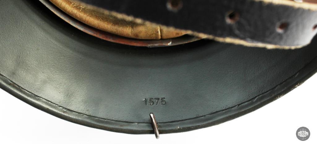 Original WW2 German M40 Stahlhelm W/ Painted Locations & Camo - Refurbished Shell - 8